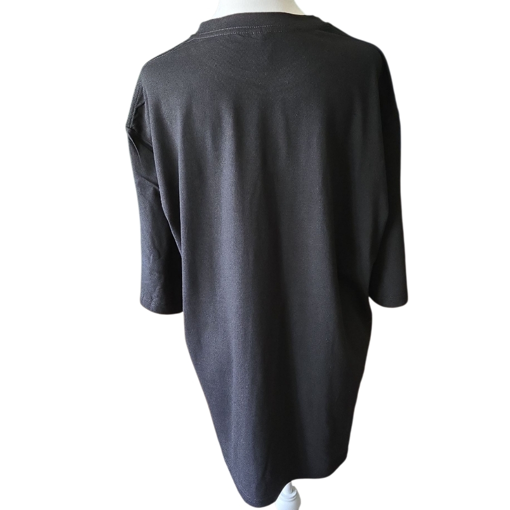 Black T-Shirt with Hugging Skeleton and Cat Graphic - Picture 2 of 4